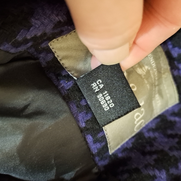 Mac & Jac Purple Houndstooth Cropped Wool Jacket Coat Trapeze - Picture 11 of 13